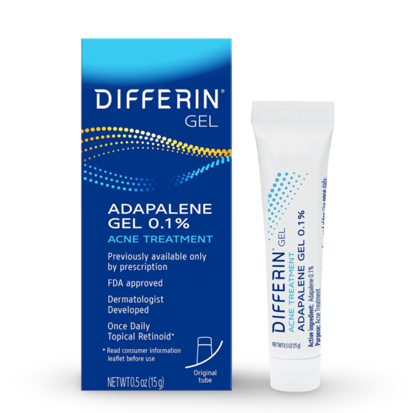 Differin Acne Treatment Gel Retinoid Treatment for Face with 0.1% Adapalene 15g Tube