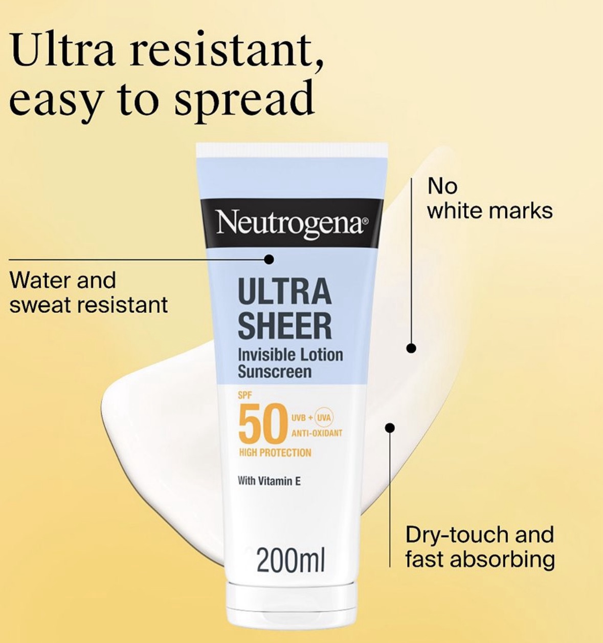 Neutrogena Ultra Sheer Invisible Hydration Sunscreen SPF50 200ml - Image 2